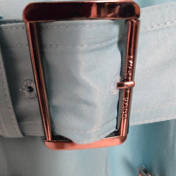 Women's Michael Kors Trench Coat Raincoat Turquoise Medium - Picture 8 of 16